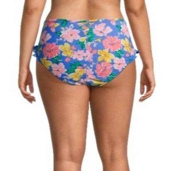 Time & Tru Womens Floral Bikini Bottom With Ruffle Detail Size Large (12-14) - Picture 5 of 9